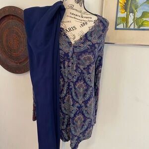 Blue Paisley Blouse by Lucky Brand with Express Pants & Max Studio Top Bundle